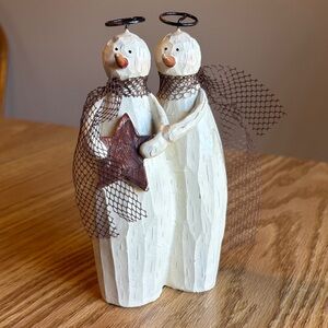 GANZ Festive Angel Duo Figurine - White and Brown
